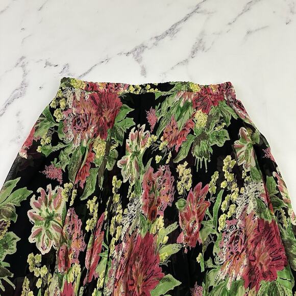 Coldwater Creek Vintage y2k Reversible Midi Skirt Size XL P Black Pink Floral - Picture 11 of 16